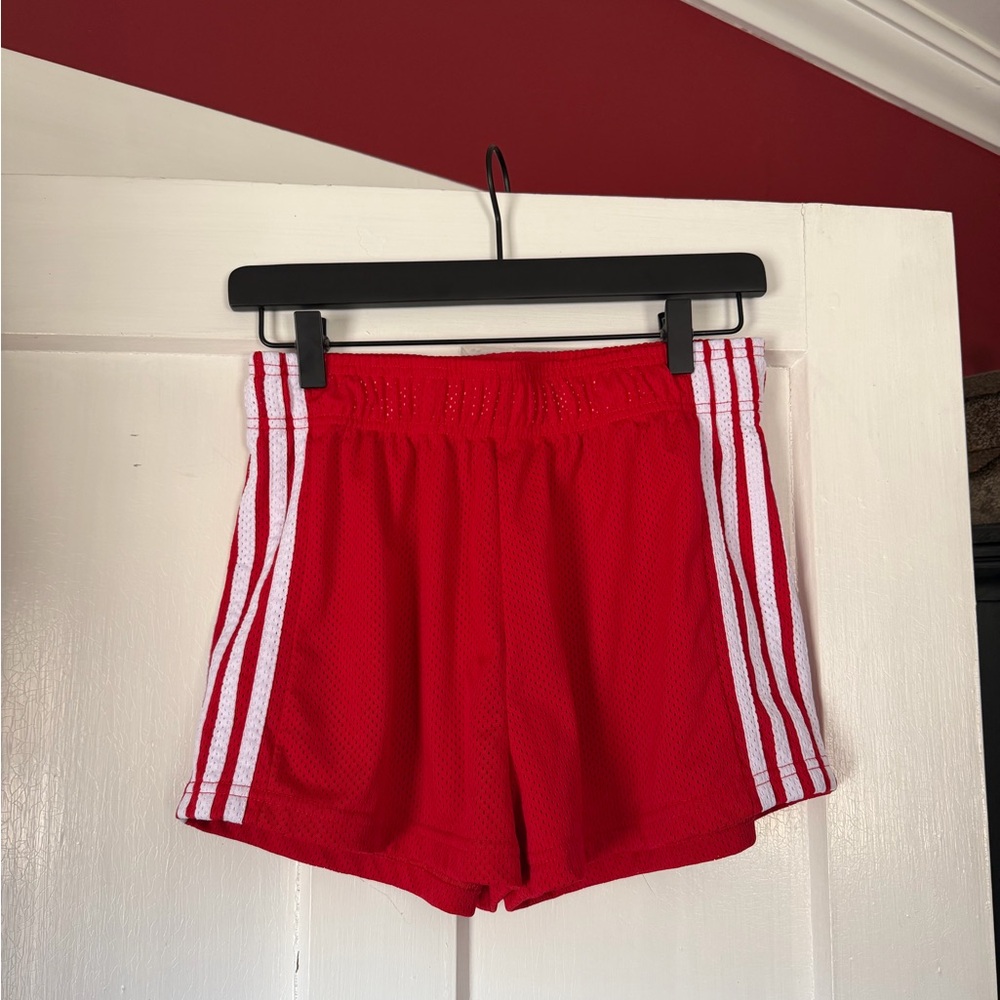 PacSun Red Athletic Mesh Shorts with White Side Stripes